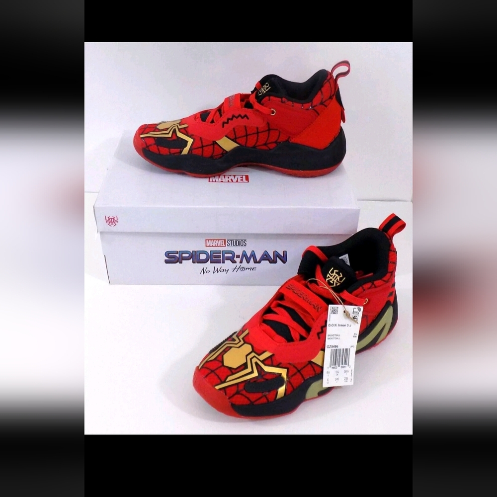 NEW sz 6 Adidas D.O.N. Boys #3 x Marvel Low Spider-Man Basketball Sneakers Shoe - Picture 2 of 5